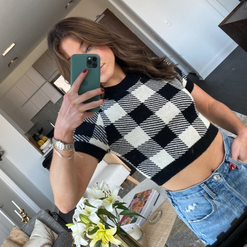 Black and White Plaid Sweater